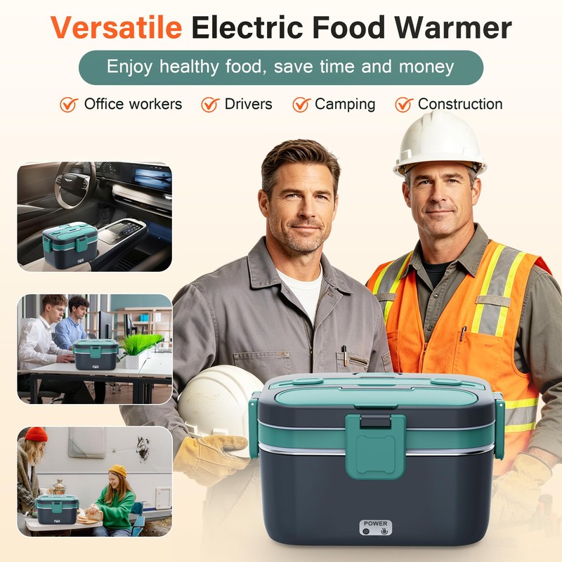 PETYDOOT 2.8L Electric Heated Lunch Box 100W Portable Food Warmer