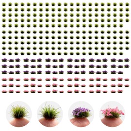314 Pcs Nylon Miniature Grass Tufts, Mixed Pink & Purple Flower Tufts, Diorama Landscape Accessories for Railway, Wargame & Architectural Miniatures, 14+ (314 Flower and Grass Clusters)