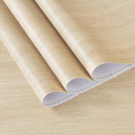 48x197inch Extra Wide Beige Wood Peel and Stick Wallpaper Oak Contact Paper Light Brown Wood Grain Vinyl Wrap Air Guide Slot Design Matte Thick Waterproof Adhesive Wallpaper Natural Wood Wall Sticker