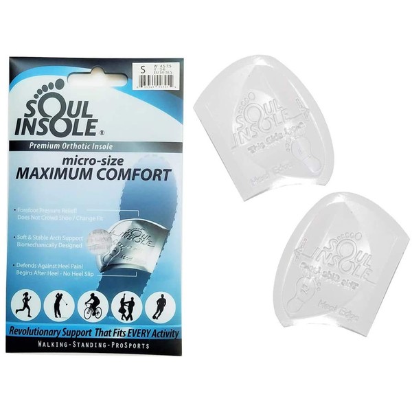 Soul Insole Shoe Bubble Orthotic Insole – Memory Gel Insoles for Plantar Fasciitis, Pronation, Heel Pain, Arch Supports (Medium - Transparent (Thicker Support))