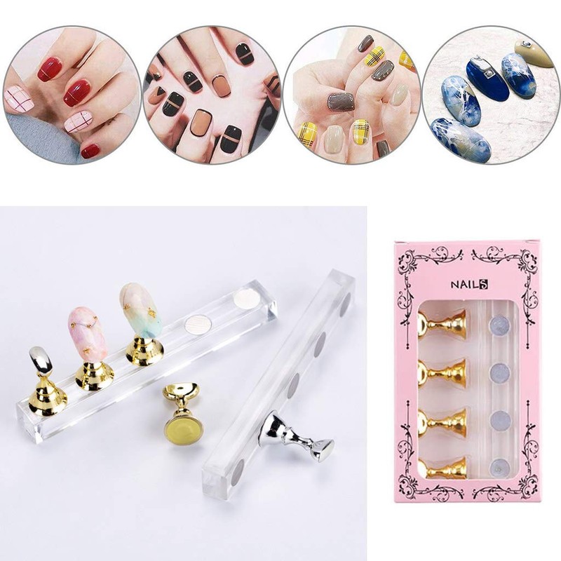 Magnetic Nail Tip Stand, BetterJonny Set of 4, Nail Practice