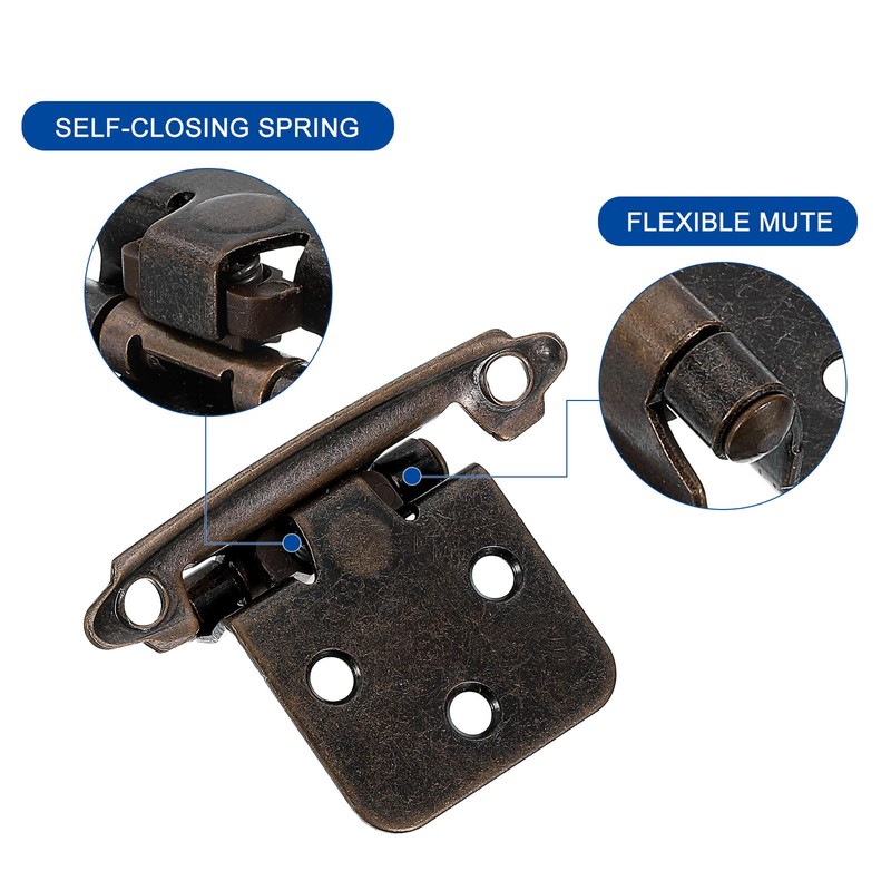 sourcing map Cabinet Kitchen Inset Hinges, 2Pcs 1/2" Overlay Semi-Concealed