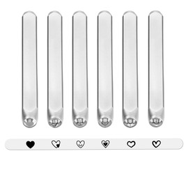 Yoption Heart Jewelry Metal Stamping Set, 6 Pcs Metal Stamps Heart-Shaped Punch Stamping Set 3mm for Stamping/Punching Metal, Jewelry Working
