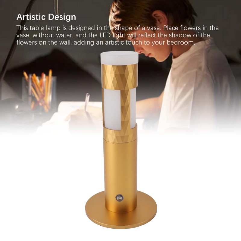 Vase Table Lamp Battery Powered USB Rechargeable Cordless Dimmable Flower