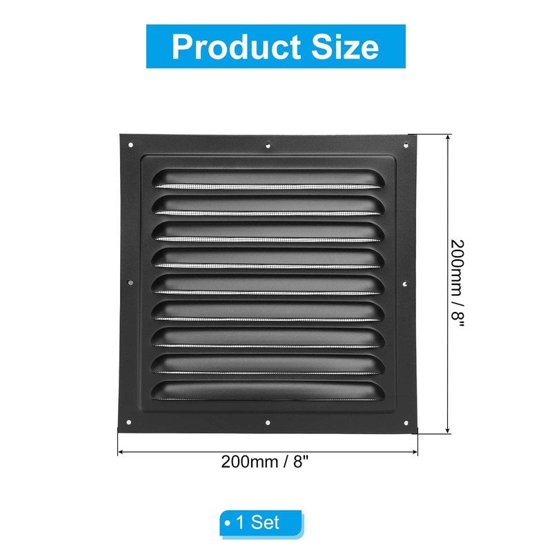 PATIKIL 8"x8" Aluminum Gable Vent, Exterior Wall Outlet Vent Square