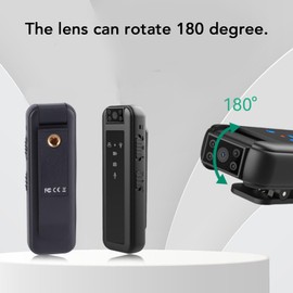 Mini Body Camera 1080P, 180 Degree Rotating Video Recorder With LED Indicator Light, Wearable Pocket Camera for Running, Dog Walking, Fishing