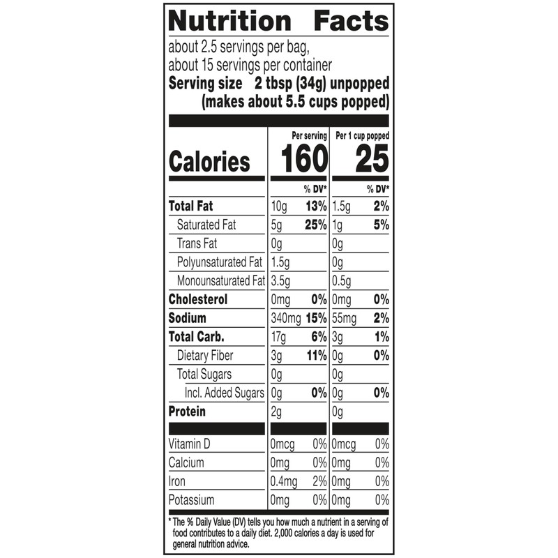 Orville Redenbacher’s Microwave Popcorn, Movie Theater Butter Flavor, 3g Fiber