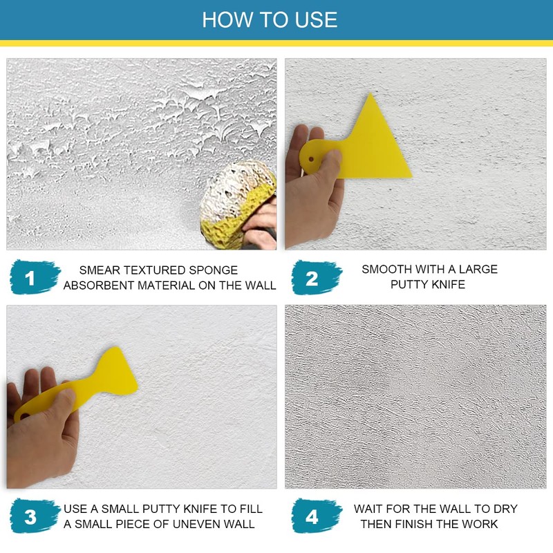 2 Pieces Knockdown Texture Sponge with 2 Pieces Scrapers for