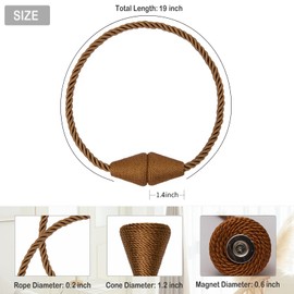 Contoeey Magnetic Curtain Tiebacks 2 Pack Outdoor Rope Curtain Tie Backs Decorative Window Treatment Holdbacks for Home Decorative Curtain, Khaki
