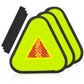 DLUGOPIS 3 Pack Reflective Yield Symbol 7 * 7inch Reflective Safety Triangle Bike Reflective Triangle Sign High Visibility Safety Flag with Magic Adhesive Strap for Safety at Night Bike Recumbent