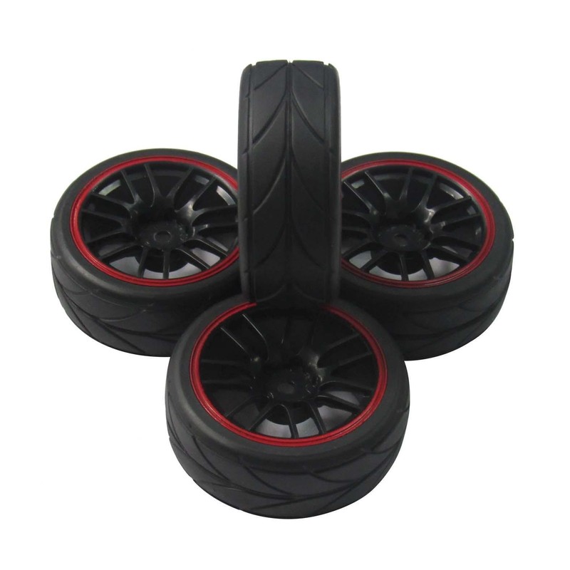 12mmハブホイールリム＆ラバータイヤ RC 1/10オンロードツーリングドリフトカーに適用する