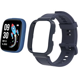 Lamshaw Rugged Armor Pro Designed Case with Band Protective TPU Cover with Strap Compatible with BIGGERFIVE BW02 Smart Watch/Brave 2-1.8 inches (Not Included Screen Protector) (Dark Blue)