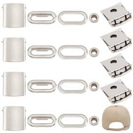 BENECREAT 30 Set Stainless Steel Cap Buckle, Perforated Baseball Cap Buckle in Platinum Colour, Adjustable Flat Round Baseball Cap Buckle for Baseball Caps, Hole Size: 5mm
