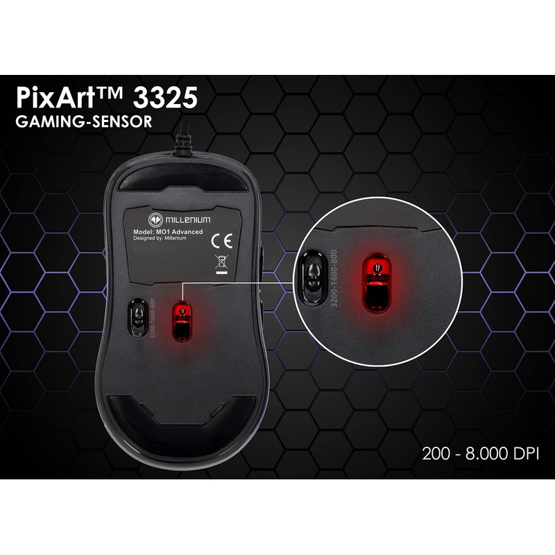 MILLENIUM Gaming Maus in Schwarz - High Performance USB Gaming