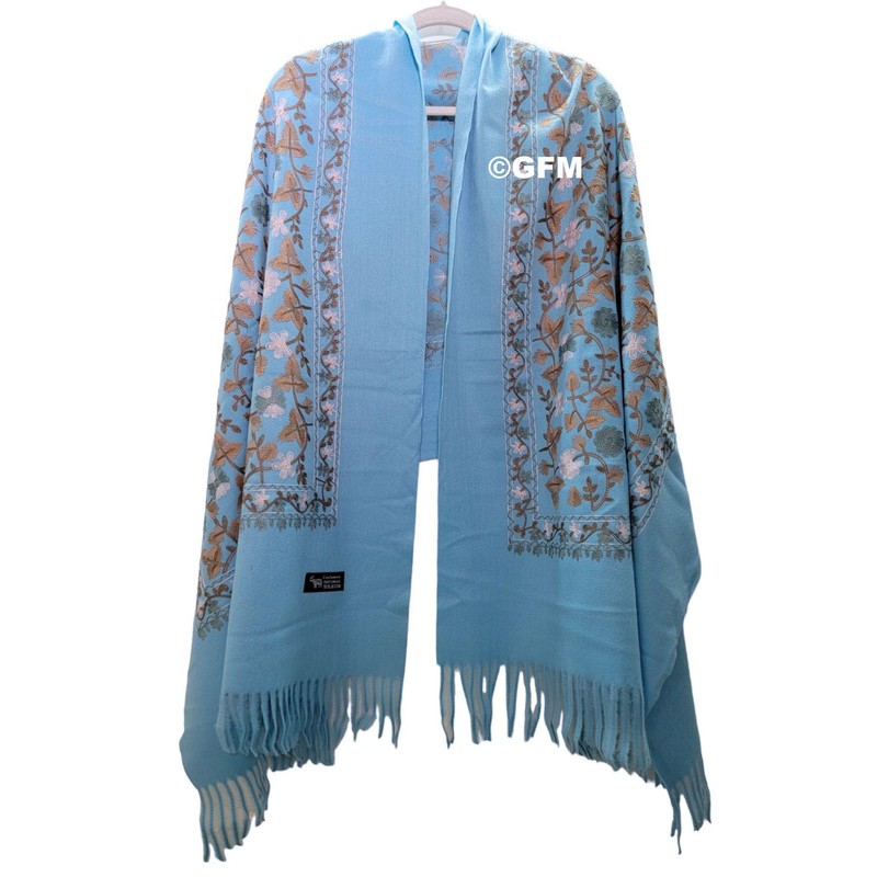 GFM® Embroidered Cashmere Texture Wool Pashmina Scarf Autumn Winter (EMBSHL-A),
