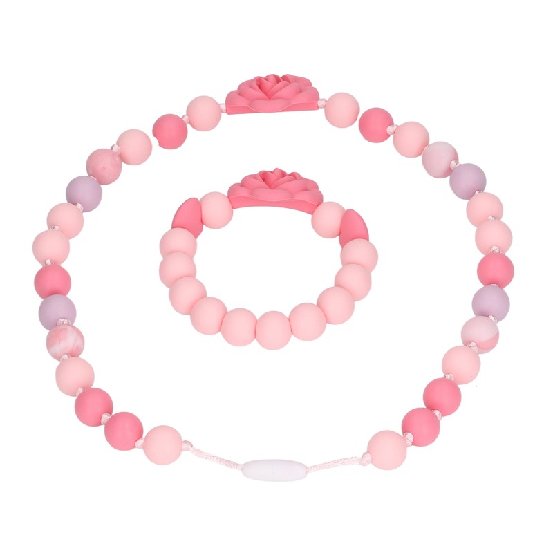 Teething Necklace Bracelet Silicone Flower Shape Design Elegant Exquisite Infant
