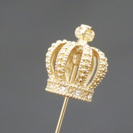 RechicGu Gold Royal Queen Crown Tiara Cross Faux Pearl Lapel Stick Pin Tie Hat Scarf Badge Brooch