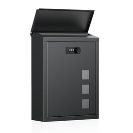 Uniclife Large Mailbox, Wall Mount Mailboxes for Outside, Mail Boxes with Combination Lock, Security Locking Key Drop Box for House School Office and Outdoor, Black