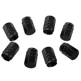Futheda 8 Hexagon Aluminium Dust Caps Universal Tyre Wheel Rims Stem Air Tyre Truck Bicycle Car Cover Tyre Valve Caps (Black)