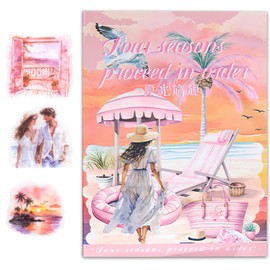 20 Pages PET Scrapbook Aesthetic Vintage Stickers, 100+ Journal Scrapbooking Paper Accessories for Junk Magazines Winter Themed Scrapbooking Stickers (Summer)