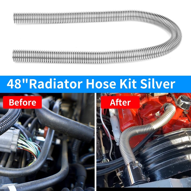 iRKY 48" Flexible Radiator Hose Stainless Steel Universal Water Hoses