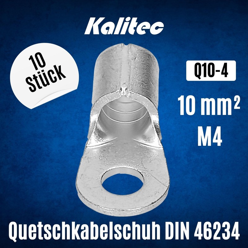 Pack of 10 Kalitec Q10-4 Crimping Cable Lug 10 mm²