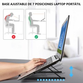 MXHIGO Soporte de Plástico PP Portátil para Laptop, Base Laptop Plegable con 10 Escalones Ajustables, Soporte Computadora para Ventilación de Calor, Estable y Antideslizante