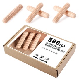 Faankiton 500 Pieces Wooden Dowel Pins 6x30mm, Straight Grooved Wooden Dowel with Bevelled End, Fluted Hardwood Wooden Dowel Pins, Fluted Wooden Dowel for Crafts, Furniture, etc.