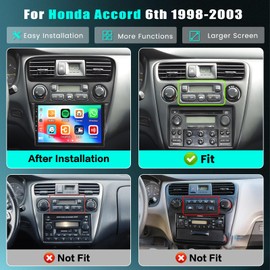 2+64GB Car Radio for Honda Accord 6th 1998-2003 Wireless Carplay Android Auto, 9 Inch Touch Screen Stereo Android DSP 32EQ GPS 5G WiFi Bluetooth SWC Backup Camera