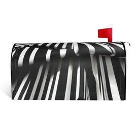 Black & White Stripe Print Mailbox Covers with Magnetic Standard Size 18x21 and 21x25.5In for Garden Yard