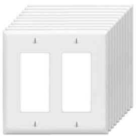 Decorator Wall Plates 2-Gang Switch Outlet Electrical Cover Plate Unbreakable Thermoplastic Faceplate for Light Receptacle Outlet Switch, White (10 Pack)