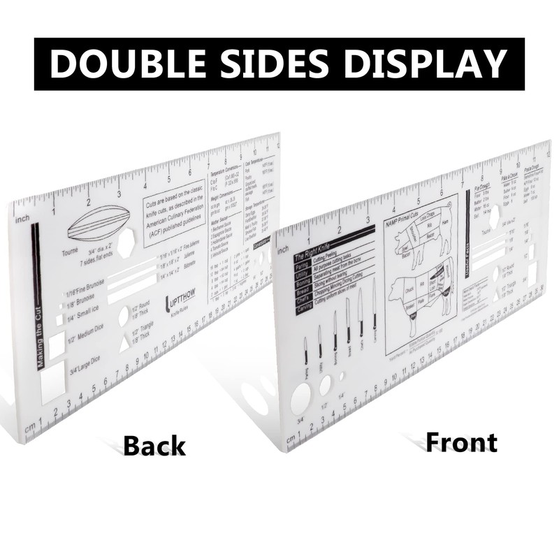 UPTTHOW Culinary Ruler Acrylic Cutting Reference Template Cooking Measurement for