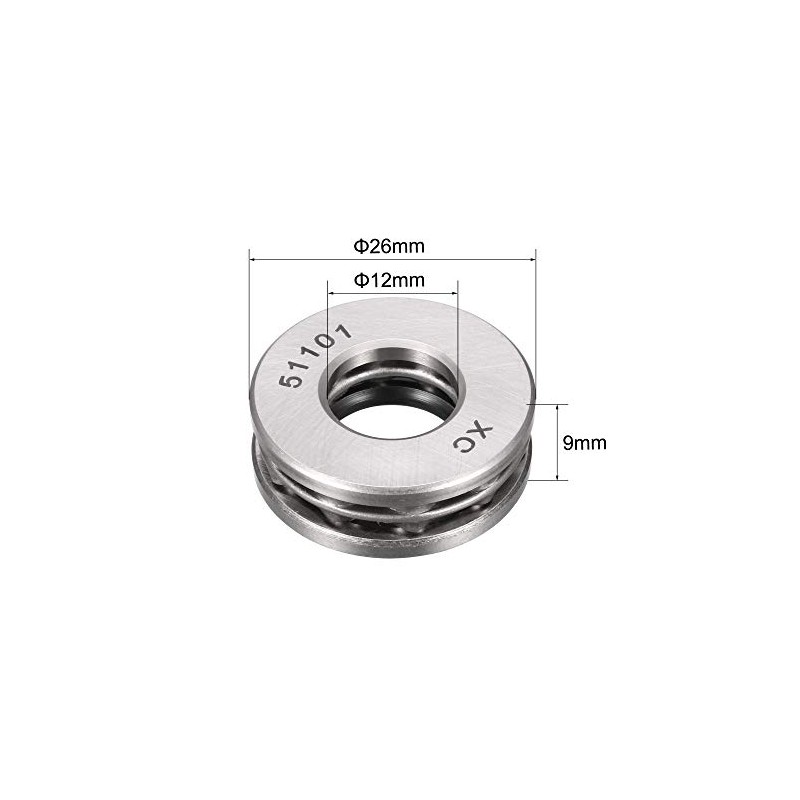 sourcing map 51101 Miniature Thrust Ball Bearing 12mm x 26mm