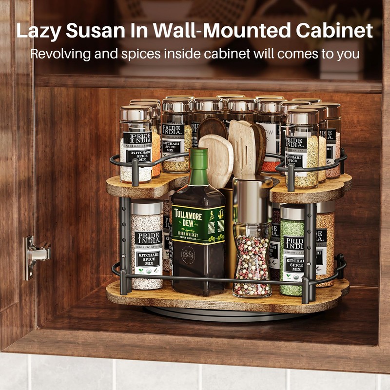 Lazy Susan Organizer Spice Rack - Spice Organization for Cabinet