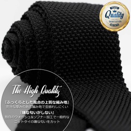 W&M Solid Color Washable Pointed Knit Tie, Necktie, 2.2 inches (5.5cm) wide, black (black 19-3911tcx), 大剣先幅5.5㎝×全長約146㎝