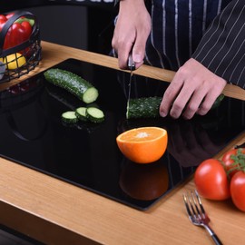 Phore Tempered Glass Cutting Board for Kitchen, Dishwasher Safe, Clear Cutting Board for Countertop, Scratch Resistant, Heat Resistant, Shatter Resistant (20"x16", Black)