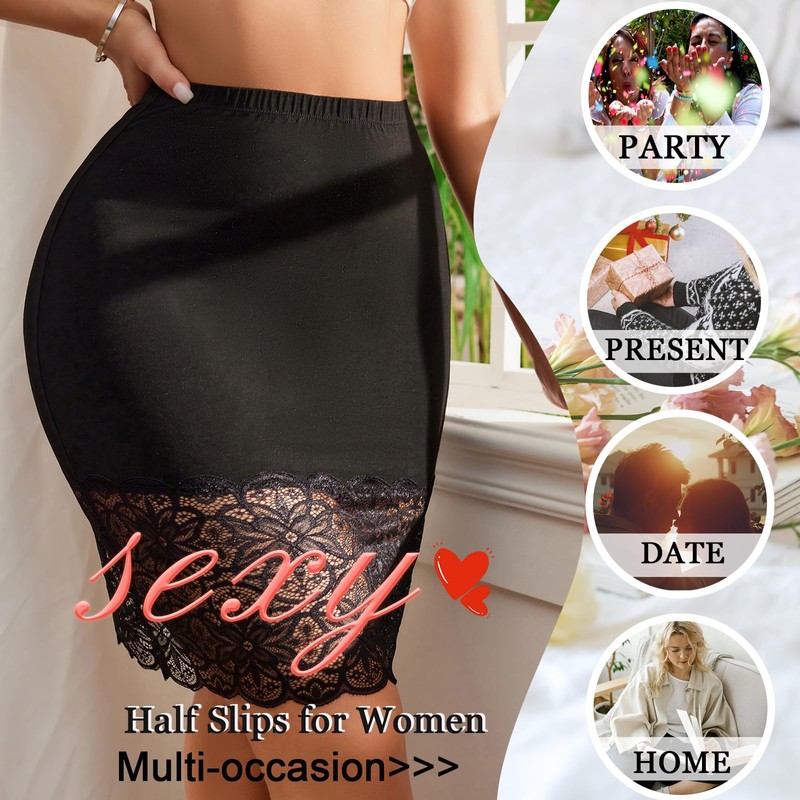 Banamic Half Slips for Women Underskirt Short Mini Skirt Floral
