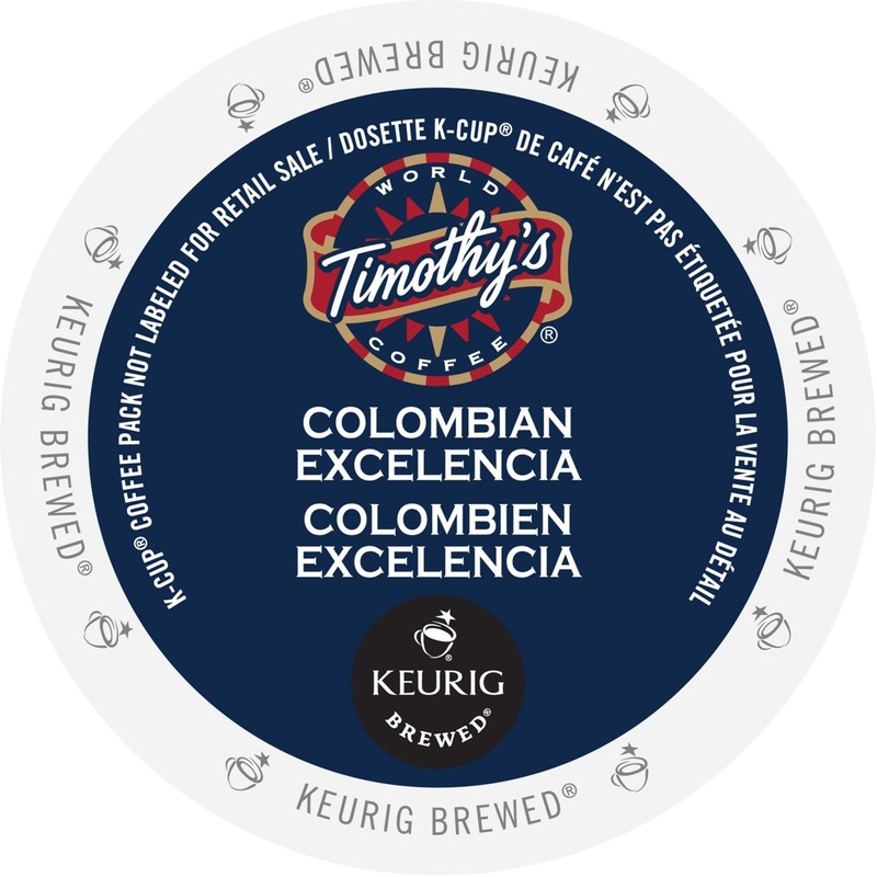 Timothy's World Coffee, Colombia Excelencia, K-Cup Portion Pack for Keurig