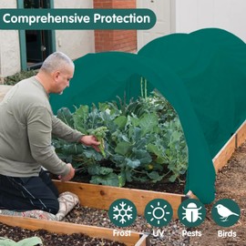 kockuu Plant Covers Freeze Protection, 10ft x 30ft 1.41 oz/yd? Frost Cloth Plant Blankets Floating Row Covers with 20 Stainless Steel Clips for Winter Plants Gardens Frost/Sun Pests Protection, Dark Green