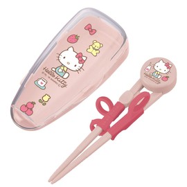 Skater ADXT1S-A Children's Training Chopsticks, With Exclusive Case, 5.5 inches (14 cm), Practice Chopsticks, For Ages 2 - 7 Years, Right Hand, Sanrio Hello Kitty 70s, Girls