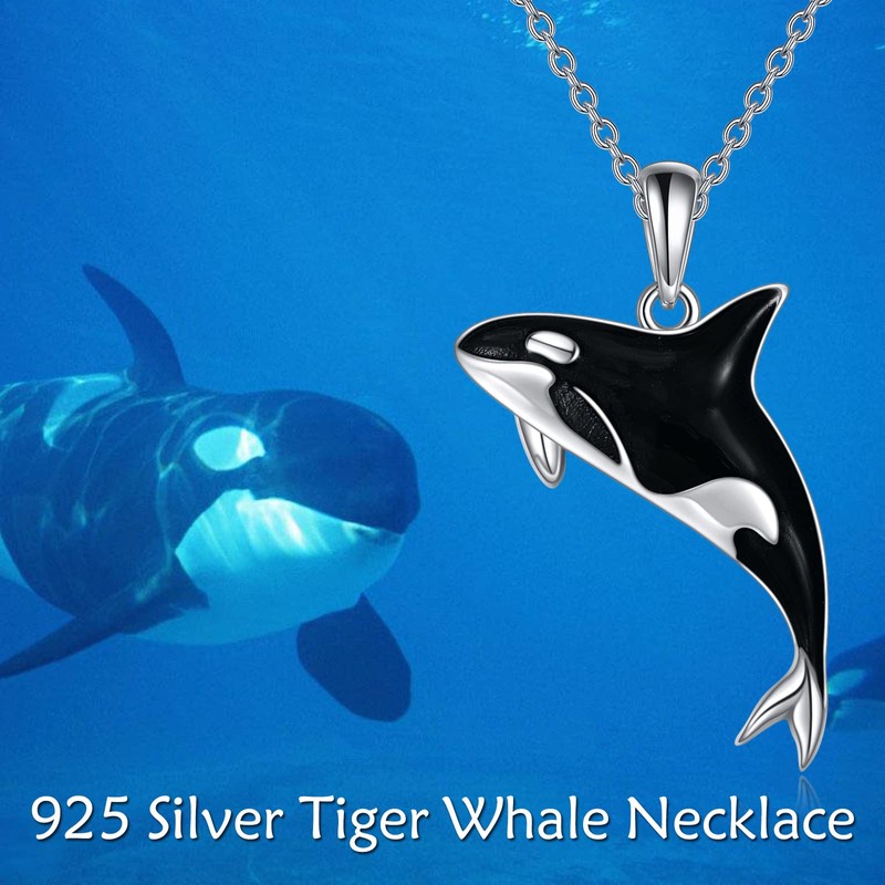 YFN Orca Killer Whale Necklace for Women Sterling Silver Orca