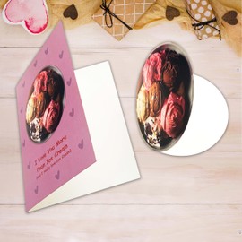 Neapolitan Ice cream Shaped Greeting Card, Love Card, for Him Her, Cute Birthday Card Gifts for Boyfriend Girlfriend, Husband Wife, I love you more than ice cream Greeting Card.