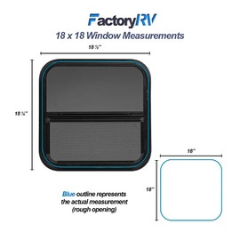 ToughGrade Vertical Slide Black RV Window 18" X 18" X 1 1/2" Includes Mounting Ring