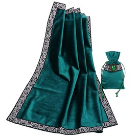 BLESSUME Wicca Altar Tarot Reading Tablecloth with Map Pocket, Square 62 x 62 cm, Green 1