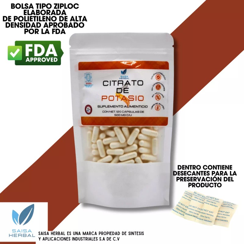 Saisa Herbal Citrato De Potasio 120 Cápsulas Saisa Herbal Sabor