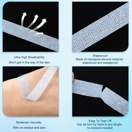 EMEDA Silicone Lash Tape for Eyelash Extensions - Gel Eyelash Tape for Sensitive Skin to Make Up/Lips/Eye Shadow/DIY/Salon Easy Tear Microporous Breathable Lash Extension Supplies (Blue 5 Rolls)