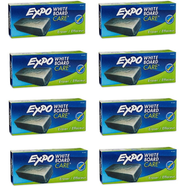 EXPO 81505 Block Eraser Dry Erase Whiteboard Board Eraser, Soft Pile, 5 1/8 W x 1 1/4 H - Pack of 8