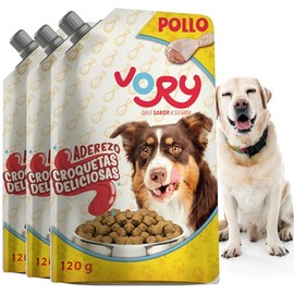 VORY Aderezo para Croquetas de Perro Sobres 120 ml - Premio - 3 Pack Pollo