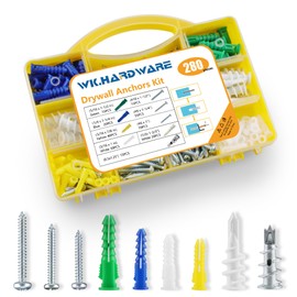 280Pcs Drywall Anchors and Screws Kit, Wall Anchors and Screws for Drywall - 6 Sizes Dry Wall Anchor Set and 140Pcs Galvanized Self-Tapping Screws with WK.HARDWARE Organizer Box