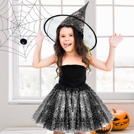 YLTPAJK Spider Webs Skirt, Silver Sparkle Ballerina Tutu Costume for Kids